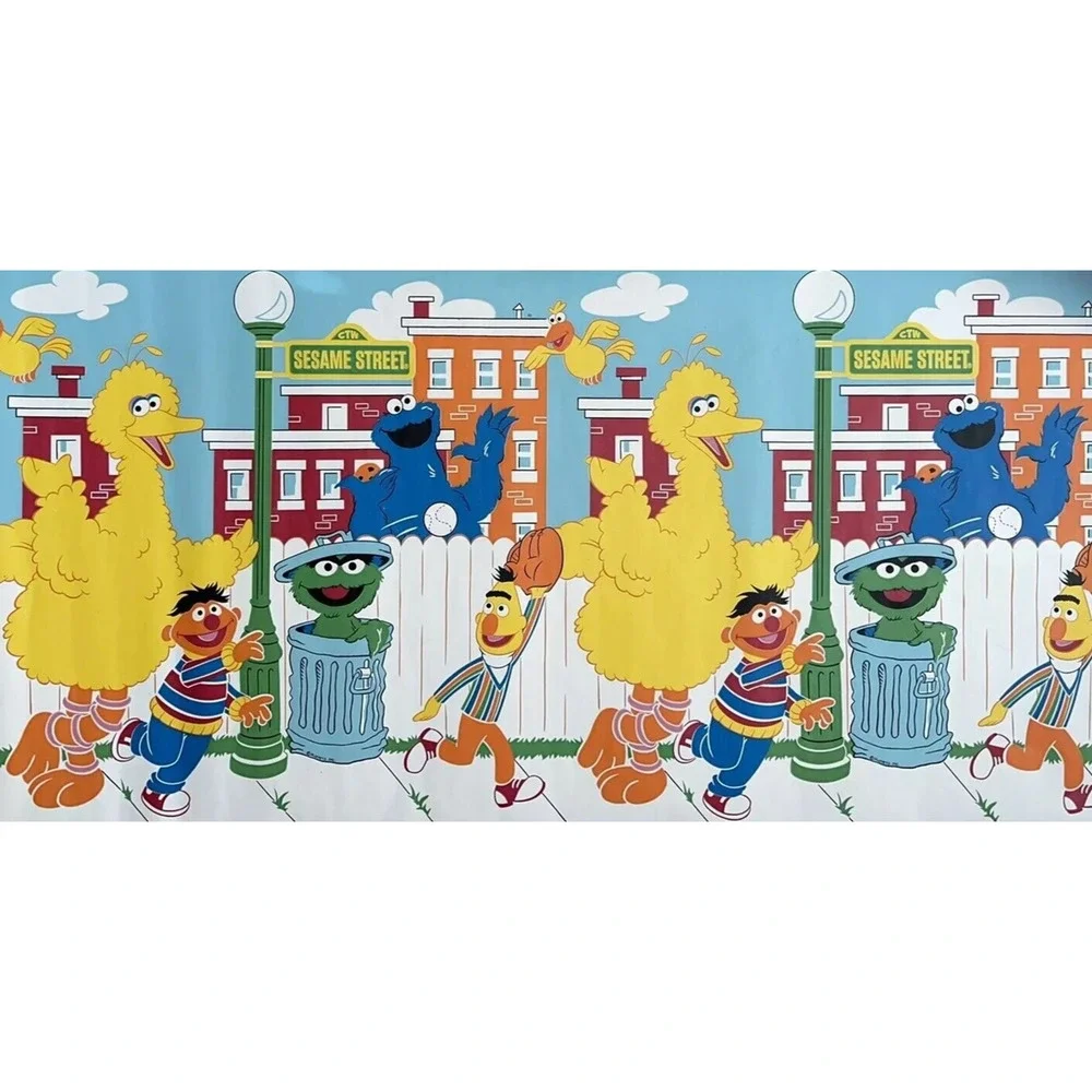Sesame Street Vinyl Wall Border 15 Feet Prepasted Home Decor 2 Roll Set NEW